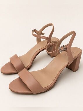 Naturalizer Bristol Block Heel Sandals 10M Crème Brûlée Nude Leather Ankle Strap